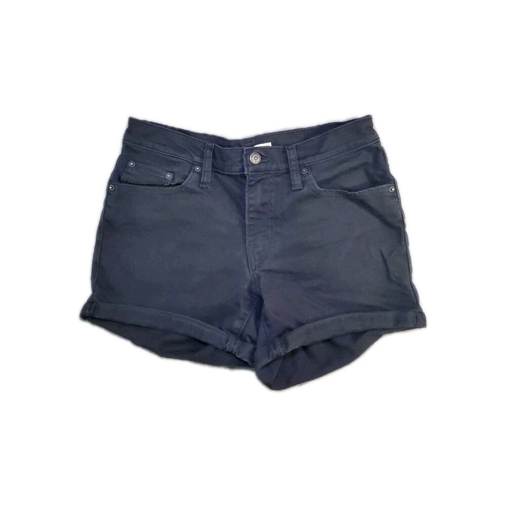 Levi’s Mid Length Shorts Women’s Size 29 Black Denim Cotton Elastane Za3-37